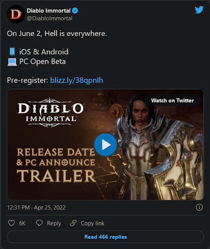 aanmelden voor Diablo Immortal