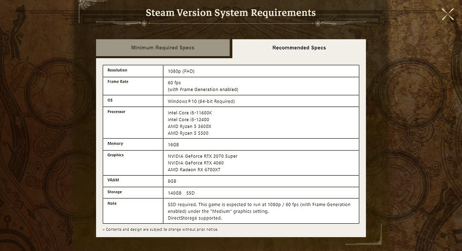 De officiële aanbevolen systeemvereisten van Monster Hunter Wilds met frame gen