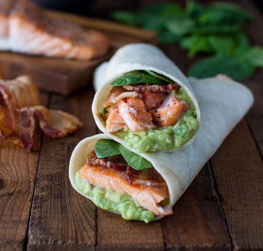 Salmon-guacamole wrap