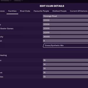Football Manager 2021 In-game Editor Details Faciliteit