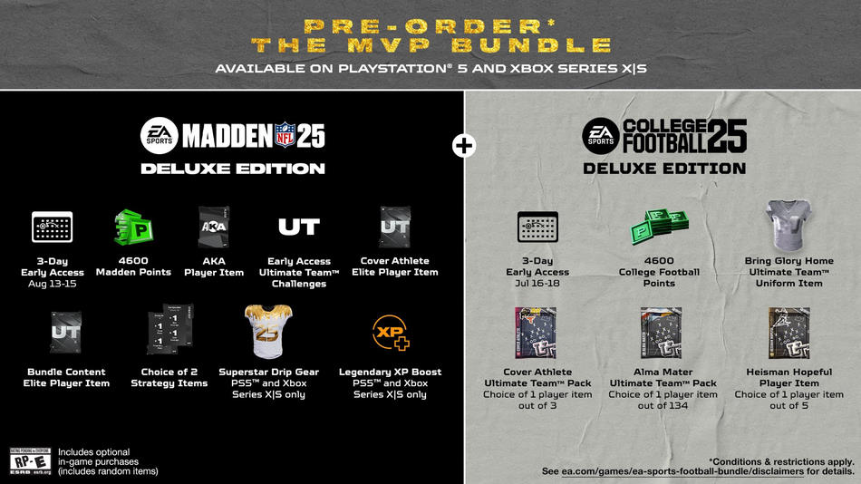 Madden NFL 25 MVP Bundle met College Football 25